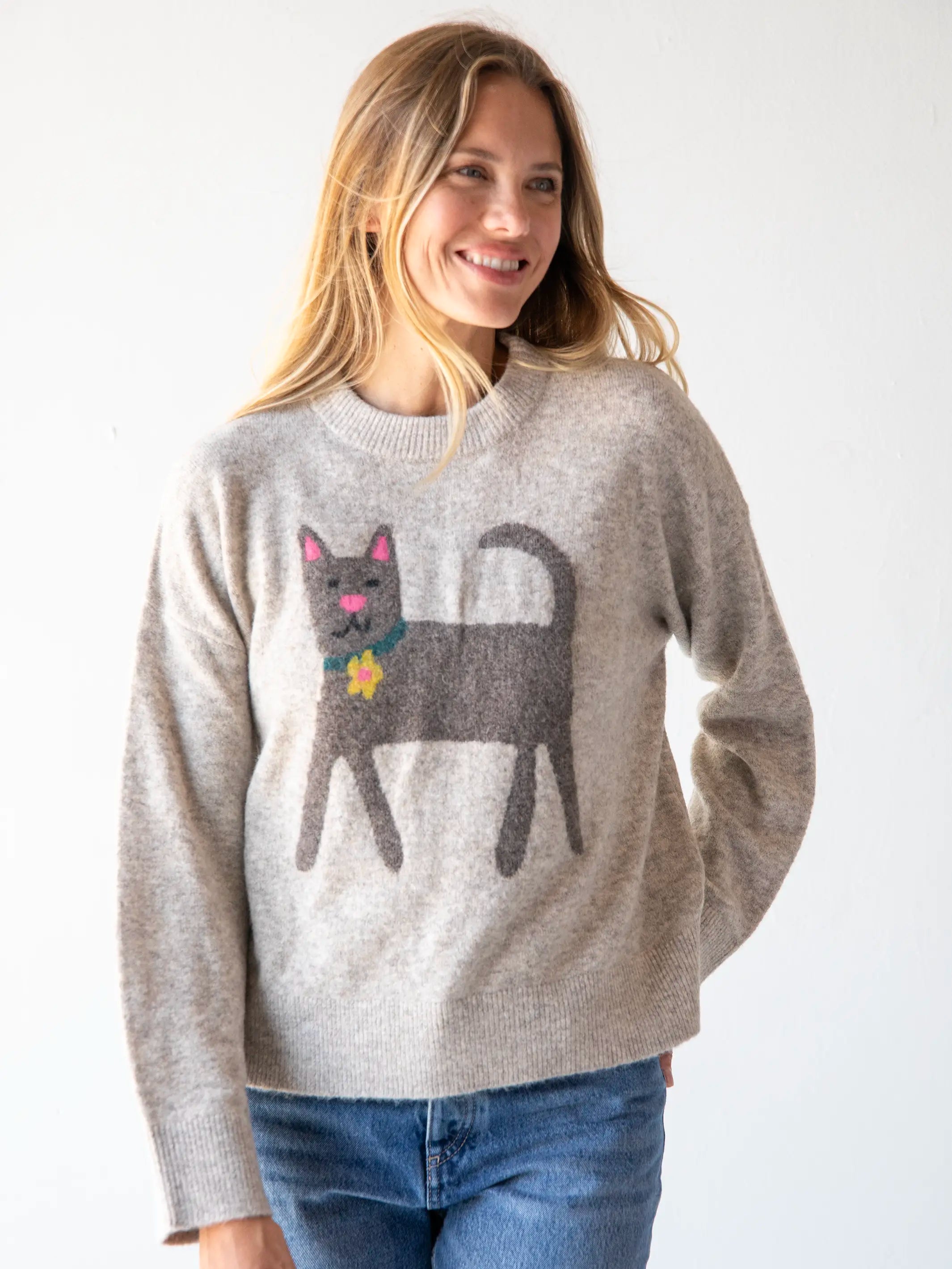 Everyone's Favorite Sweater - Dove Grey Cat Thin Thick Dense