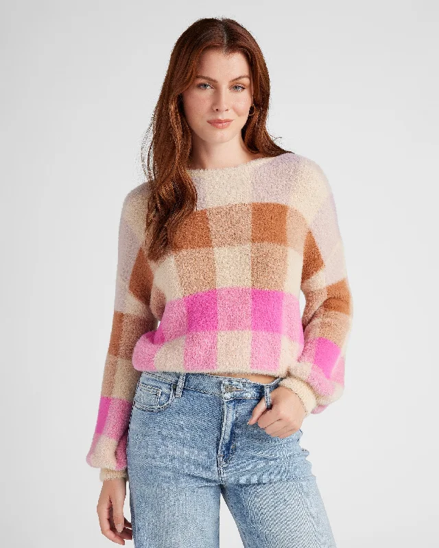 Eyelash Plaid Sweater Striped Floral Plaid