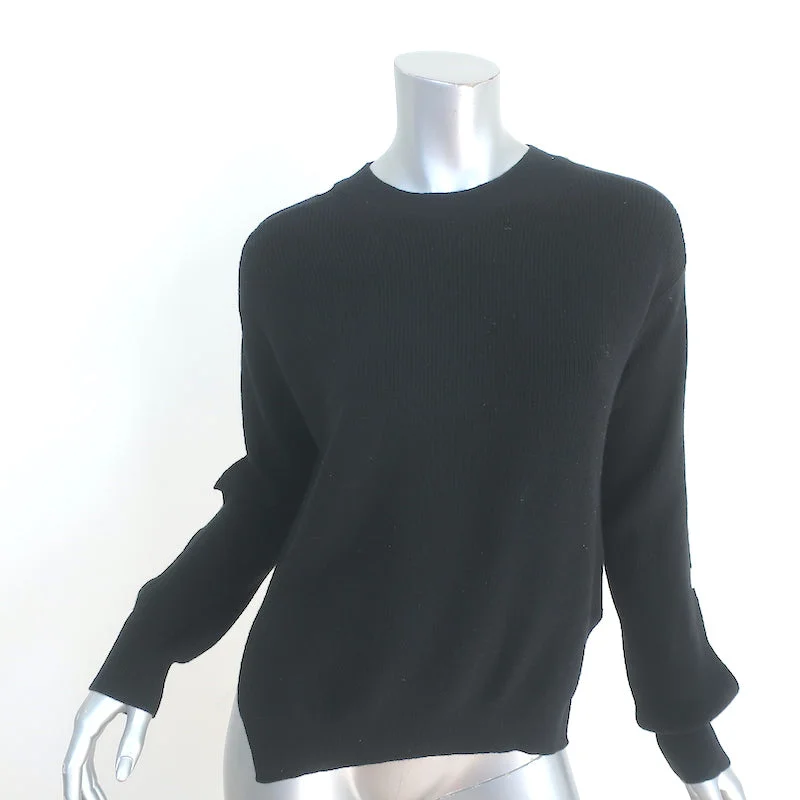 Helmut Lang Button-Sleeve Sweater Black Cotton-Cashmere Knit Size Extra Small Real Fur Shearling Chenille