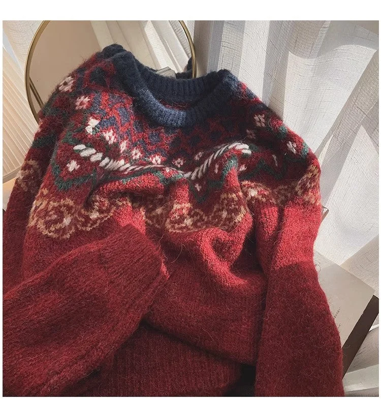 jacquard round neck sweater for women fashionable long-sleeved sweater S4801 Iron Safe Non-Iron Wrinkle Free jacquard round neck sweater for women fashionable long-sleeved sweater S4801 Iron Safe Non-Iron Wrinkle Free
