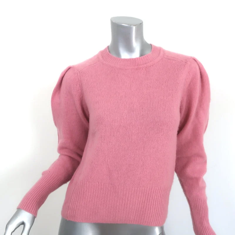 Jill Roberts Cashmere Puff Sleeve Sweater Pink Size Small Crewneck Pullover Fleece Fabric Down Fabric Feather Fabric