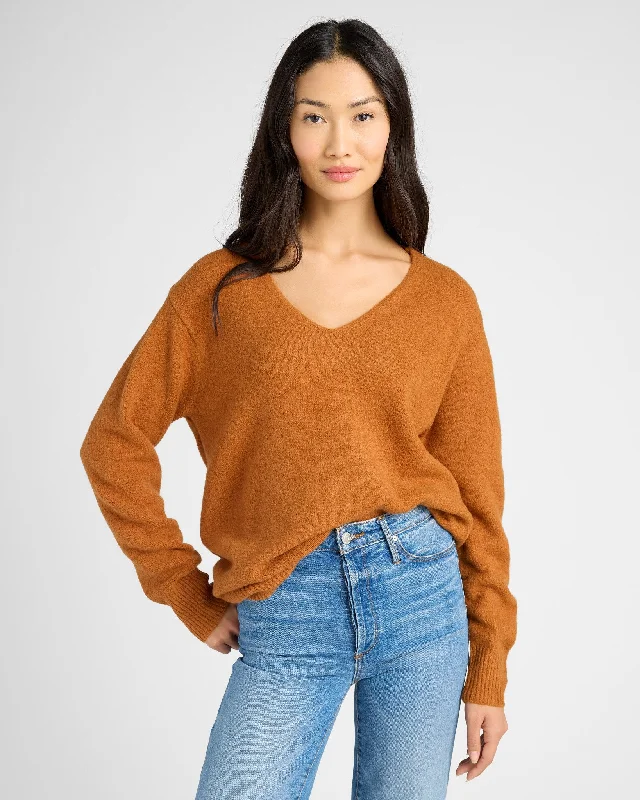 Long Sleeve V-Neck Sweater Fitted Loose Oversized