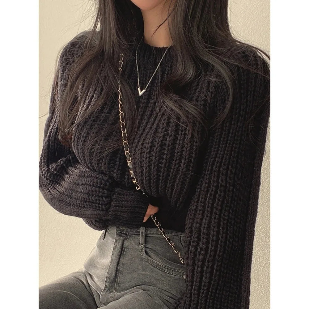 Loose Vintage Lantern Long Autumn Warm Chic Sweater Fleece Sweater Nylon Polyester