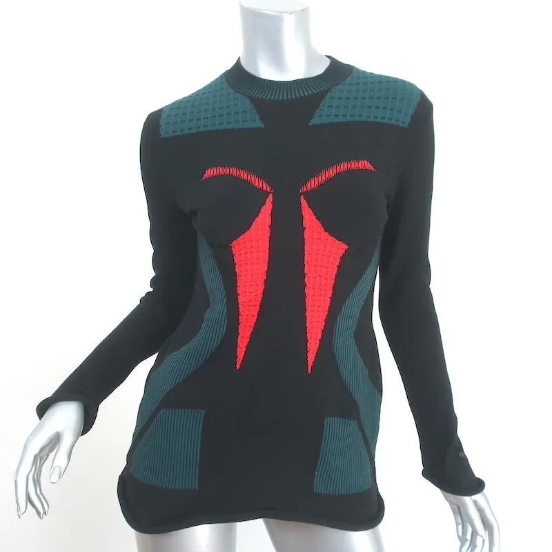 Louis Vuitton Trompe L'Oeil Bustier Sweater Black Stretch Wool Size Medium Velvet Chenille Corduroy