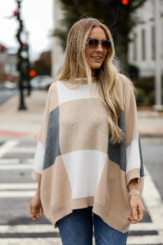 Love All Of You Ivory Color Block Oversized Sweater Knit Fabric Woven Fabric Fleece Fabric