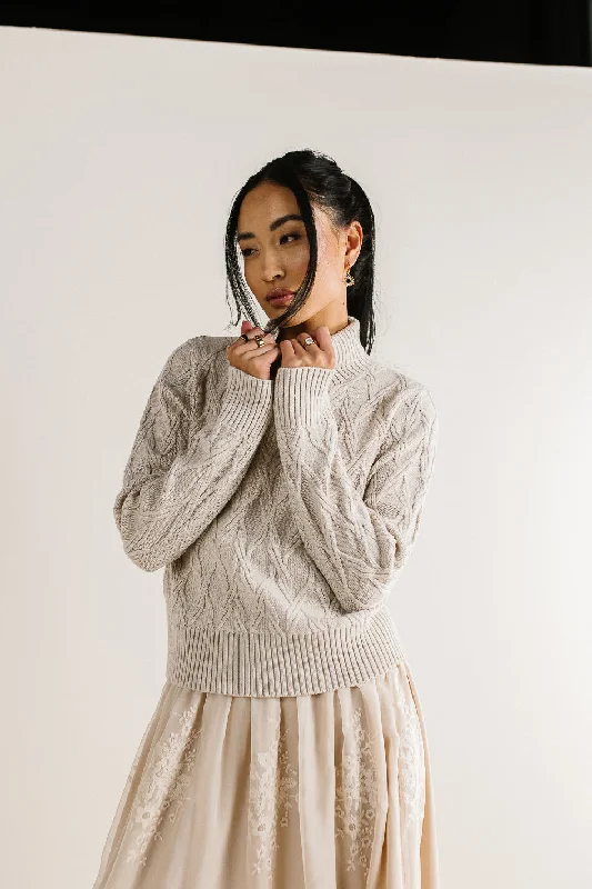 Maeve Turtleneck Sweater in Tan - FINAL SALE Neon Metallic Matte