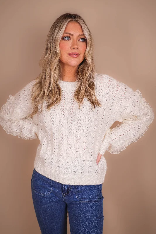 My Diary Entry Sweater-White Graphic Sweater Embroidered Appliqued
