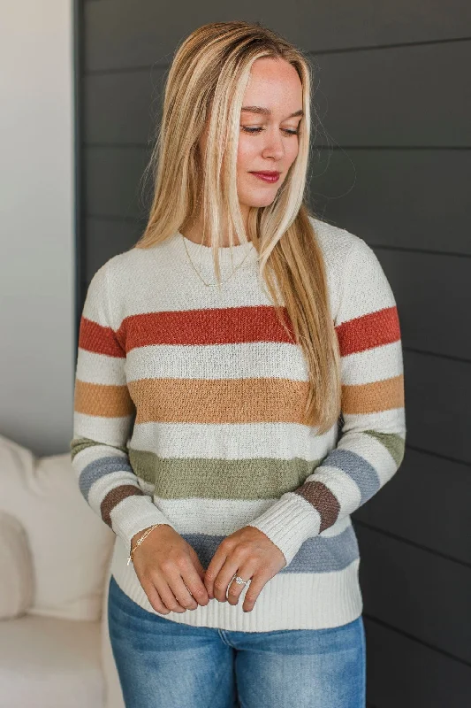No Hesitations Striped Knit Sweater- Ivory Oversized Loose Flowy