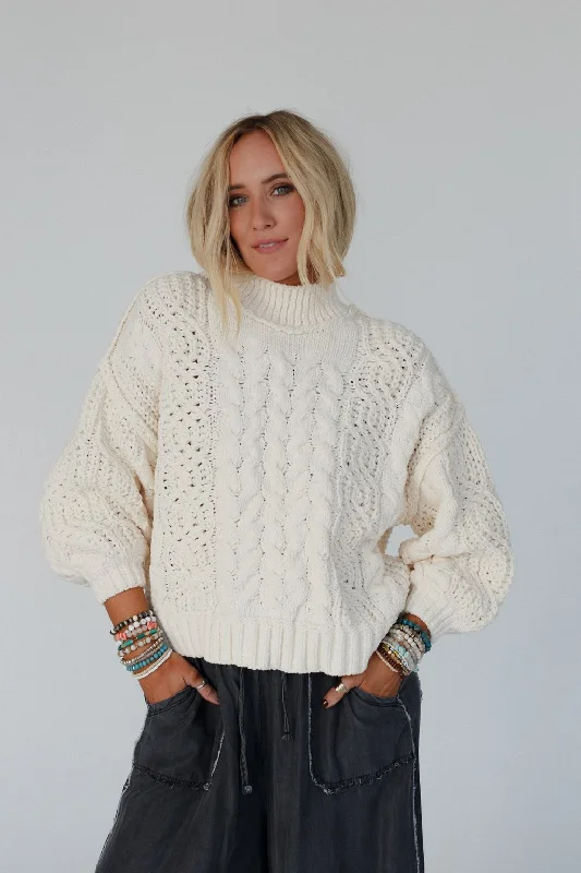 Orchard Charm Sweater - Cream Toggled Drawstring Belted