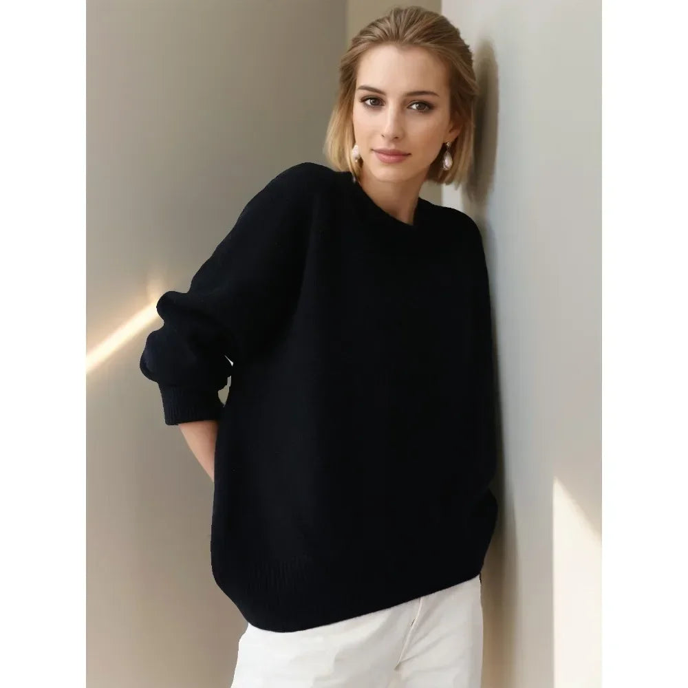 Oversized Loose Casual Autumn Winter Warm Thick Knit Sweater Neon Metallic Matte
