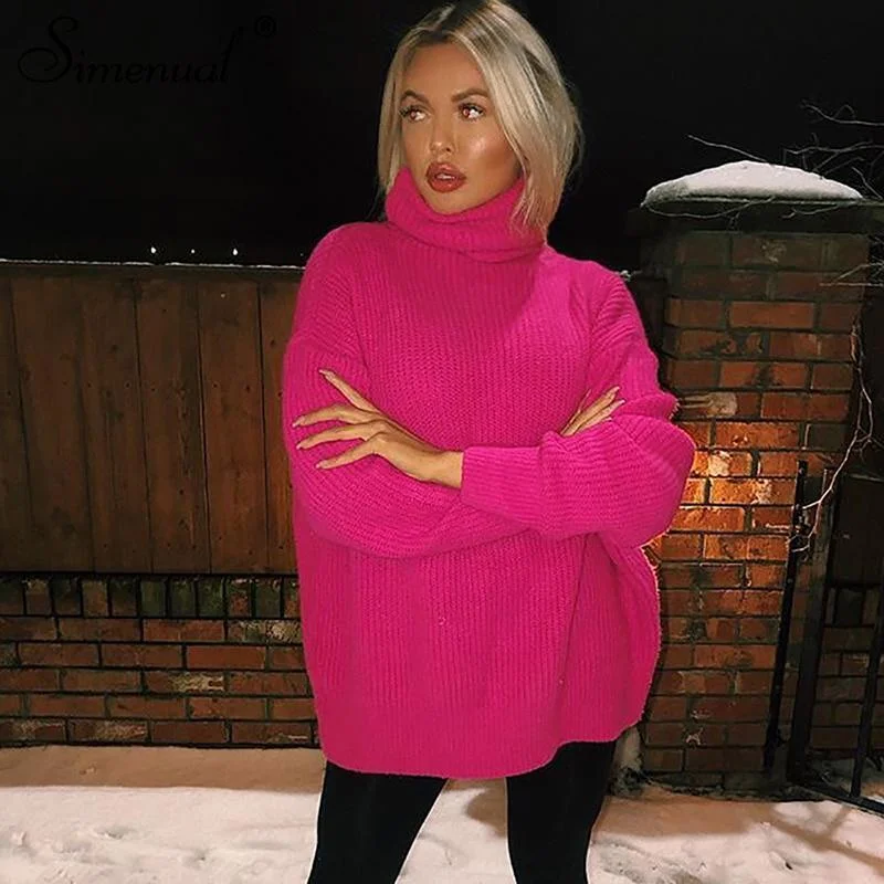 Oversized Women Turtleneck Sweater Terry Terry Cloth Terry Knit