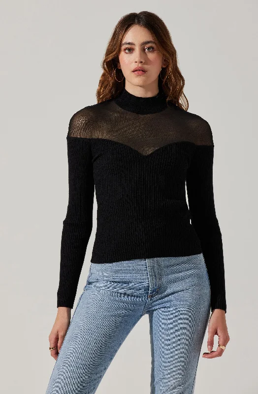 Pomona Contrast Mesh Sweater Slim Fit Regular Fit Oversized