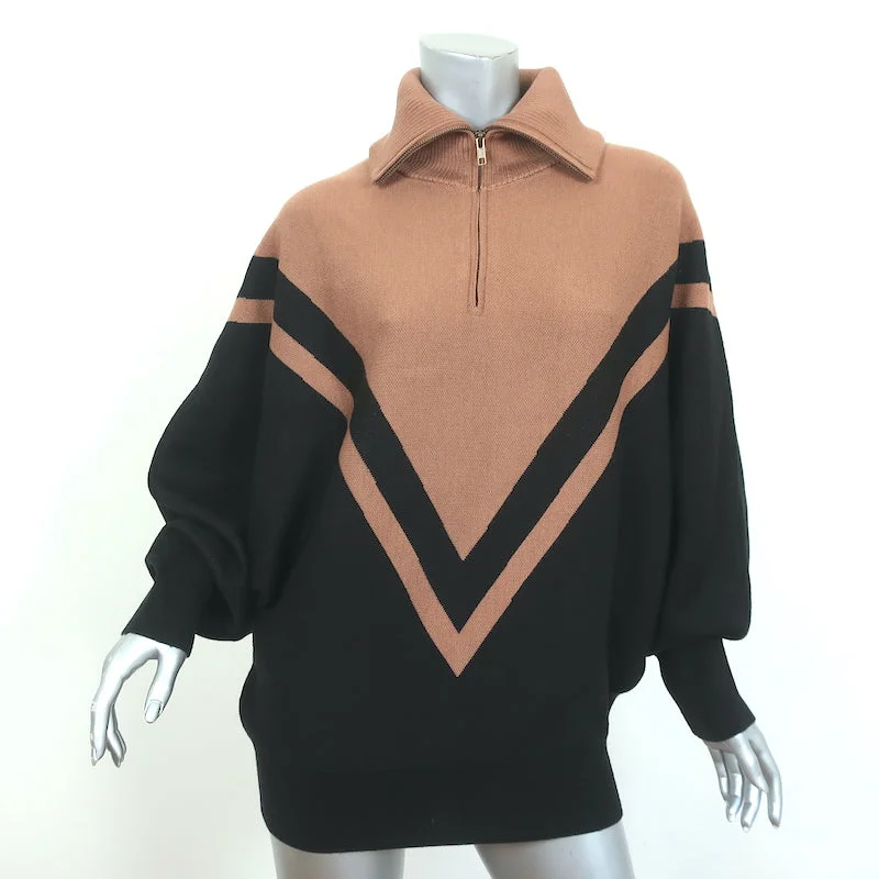 SER.O.YA Sweater Abi Black/Tan Chevron Knit Size Small Quarter-Zip Pullover NEW Long Sweater Short Sweater Cropped Sweater SER.O.YA Sweater Abi Black/Tan Chevron Knit Size Small Quarter-Zip Pullover NEW Long Sweater Short Sweater Cropped Sweater
