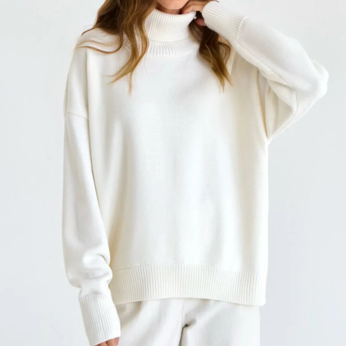 Turtleneck Oversized Chunky Long Loose Casual Slouchy Sweater Lightweight Heavyweight Midweight
