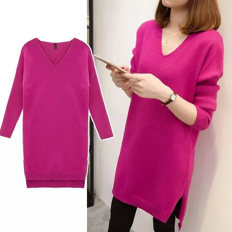 V-Neck Oversized Women Sweater Turtle Neck Boat Neck Asymmetrical Neck