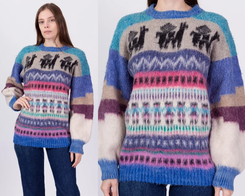 Vintage Alpaca Shaggy Knit Sweater - Men's Medium, Women's Large Rayon Fabric Velvet Fabric Corduroy Fabric