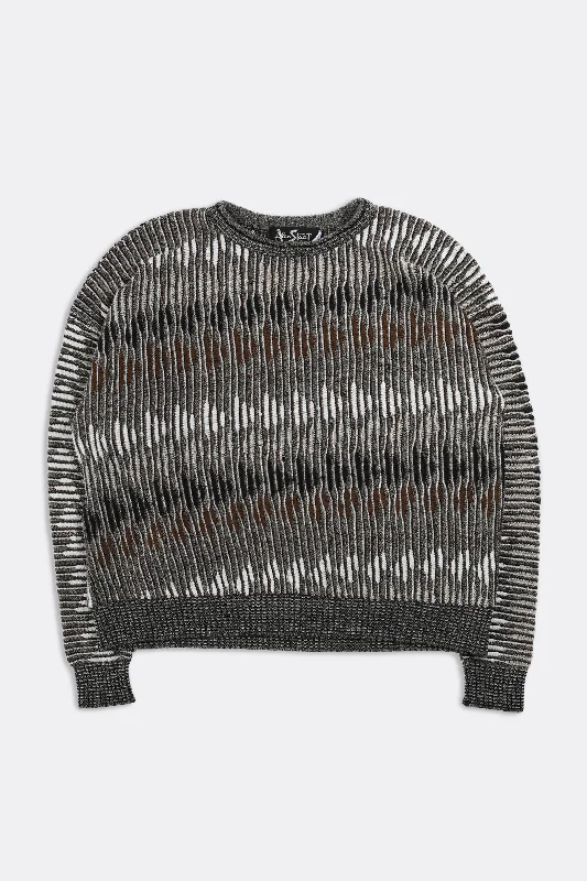 Vintage Knit Sweater Welt Pockets Slit Pockets Flap Pockets