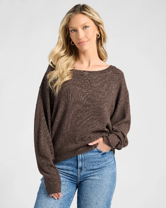 Wanderer Waffle One Shoulder Sweater Cashmere Blend Cotton Blend Poly Blend
