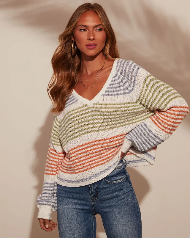 Yara Striped Oversized Pullover Sweater Oversized Loose Flowy