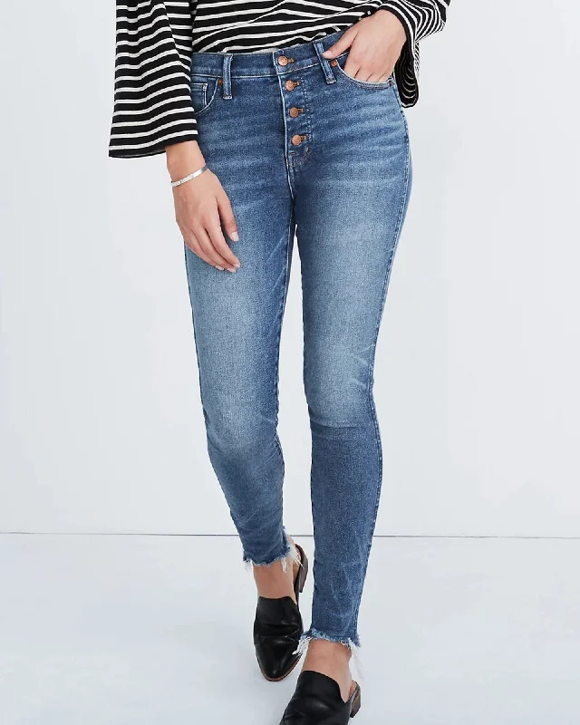 10" High Rise Skinny Jeans Casual Distressed Skinny Jeans