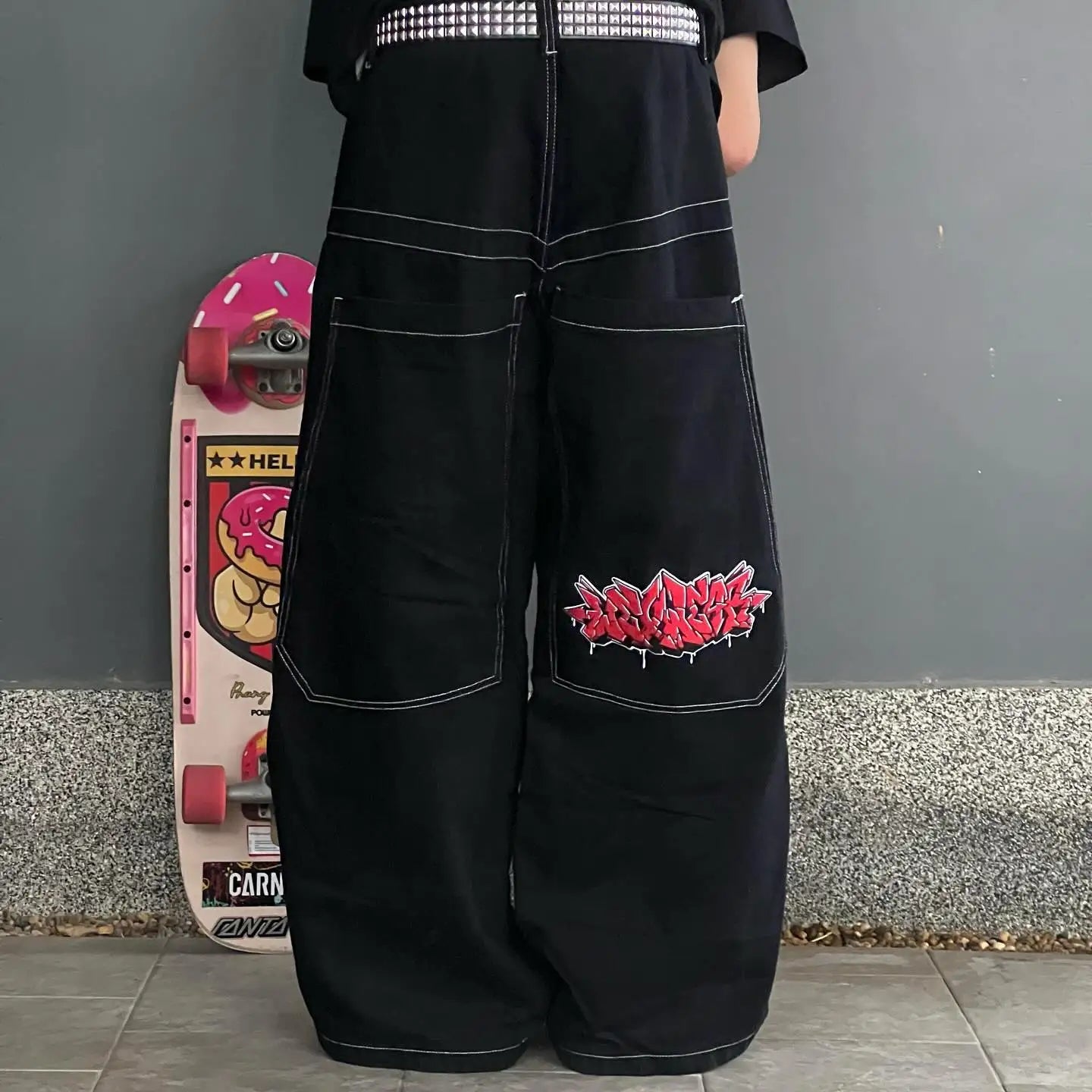 Retro Pop Jeans Women Y2K Street Hip Hop Fashion Joker Plus Size Mopping Straight Pant Cozy Relaxed Fit Denim Jeans