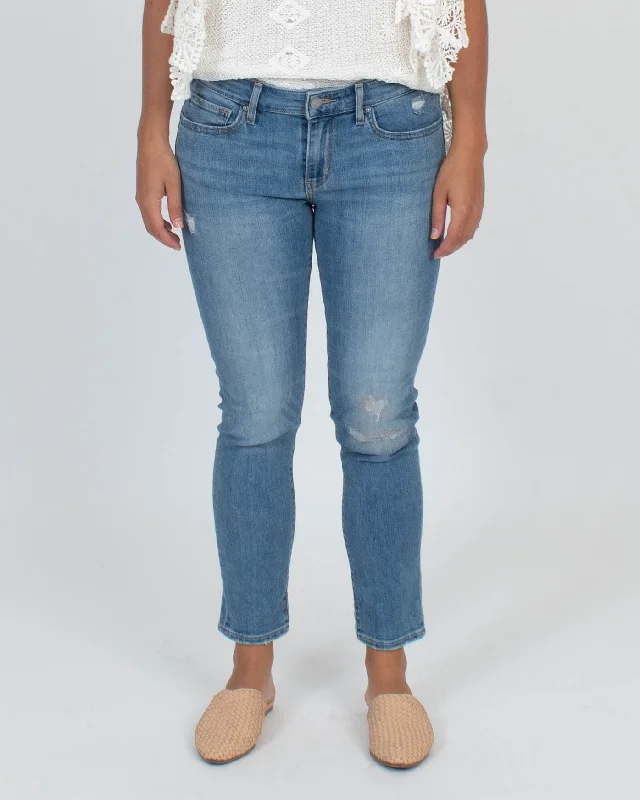 "711 Skinny" Distressed Mid-Rise Jeans Trendy Patchwork Denim Jeans