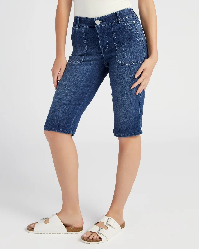 "Ab"solution Bermuda Jean Shorts Elegant Raw Hem Jeans