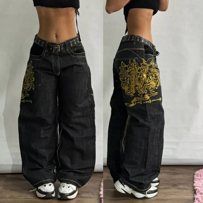 Oversize Printed Baggy Jeans Ladies Y2K Harajuku Vintage Fashion Casual Gothic Comfortable Zip-Fly Denim Jeans Oversize Printed Baggy Jeans Ladies Y2K Harajuku Vintage Fashion Casual Gothic Comfortable Zip-Fly Denim Jeans