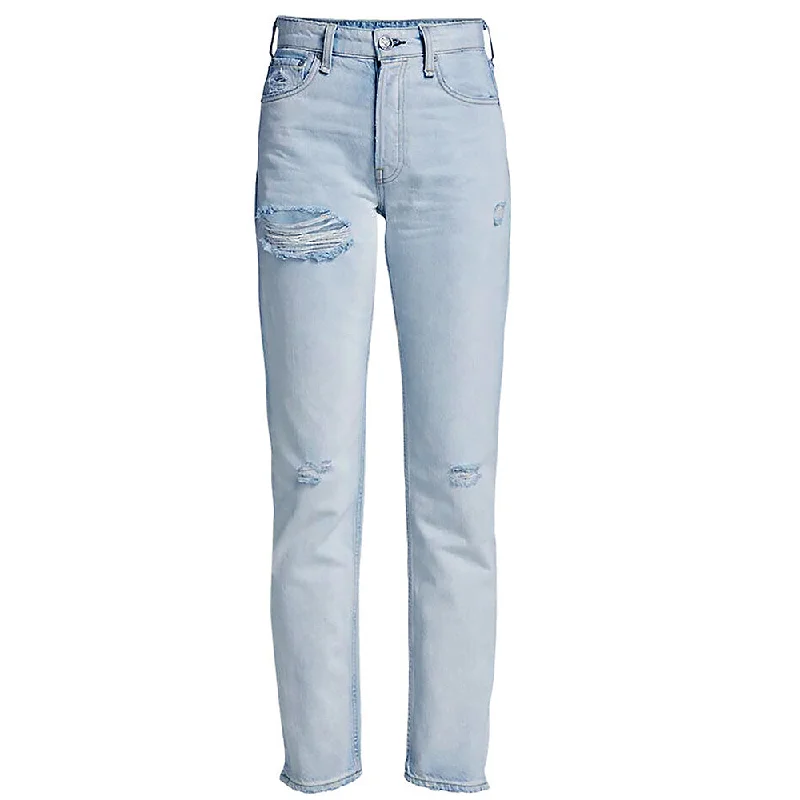 rag & bone Women's Maya High Rise Slim Fit Montauk with Holes Jeans Comfortable Straight-Legged Denim