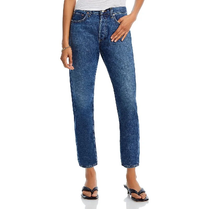 Parker Womens Mid Rise Dark Wash Straight Leg Jeans Elegant Skinny Leg Jeans
