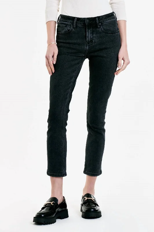 Blaire High Rise Slim Straight Jean In Washed Down Stylish Stone-Wash Denim Jeans