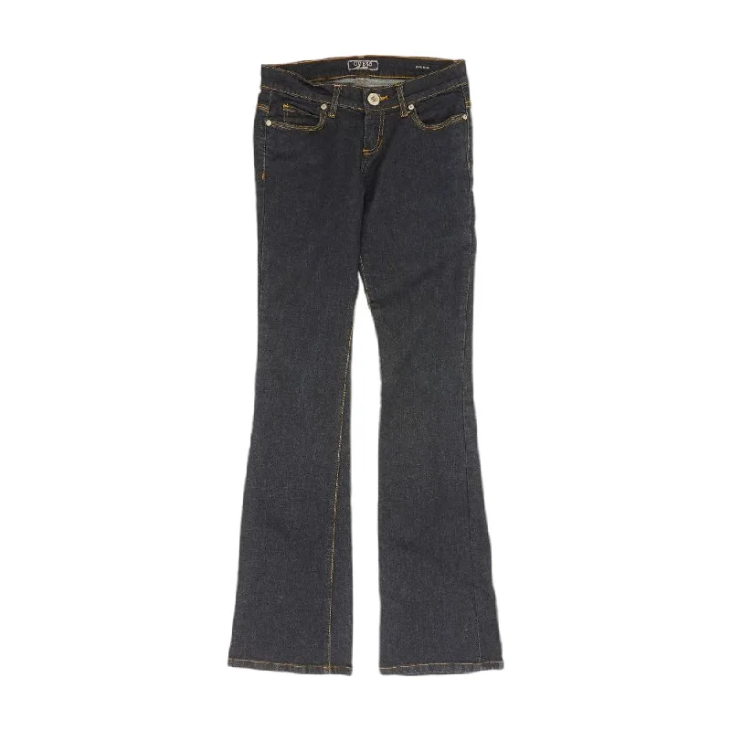 Blue Solid Bootcut Jeans Chic Vintage-Inspired Denim Jeans