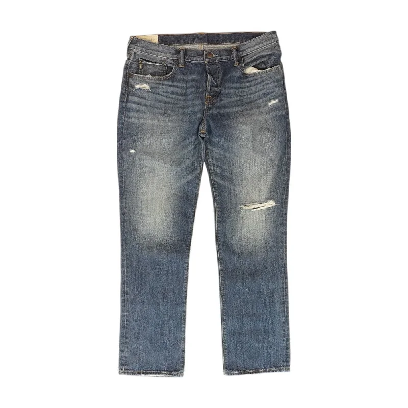Blue Solid Straight Jeans Trendy Paperbag Waist Jeans