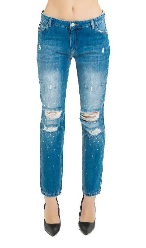 Imperfect Chic Distressed Straight Leg Jeans Comfortable Faded High-Rise Jeans