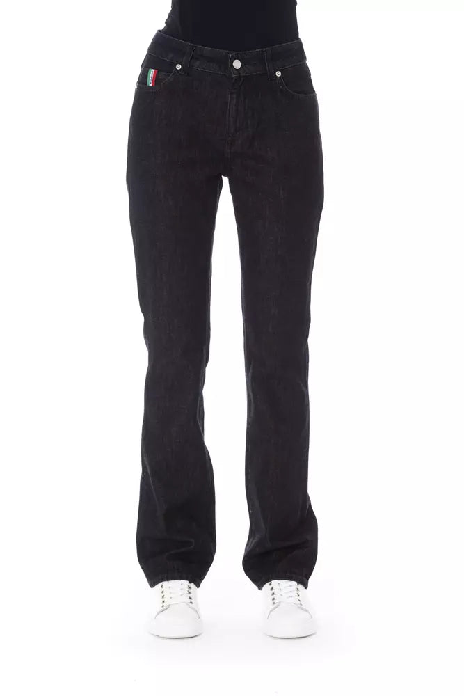 Baldinini Trend Black Cotton Women Jean Fashionable Straight Cut Jeans
