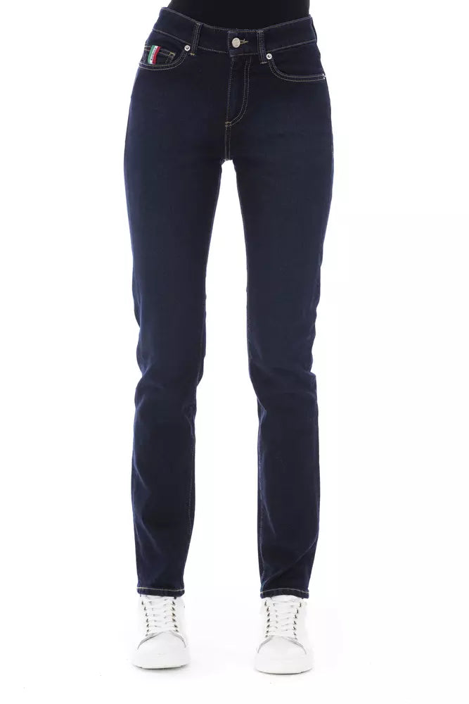 Baldinini Trend Blue Cotton Women Jeans Stylish Cargo Style Jeans