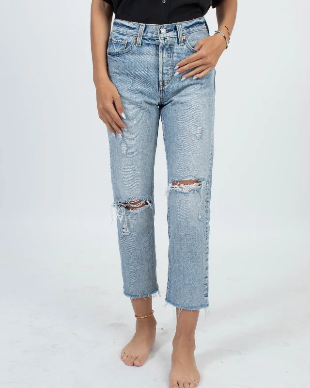 Distressed Jeans Chic Rolled Cuff Denim Jeans