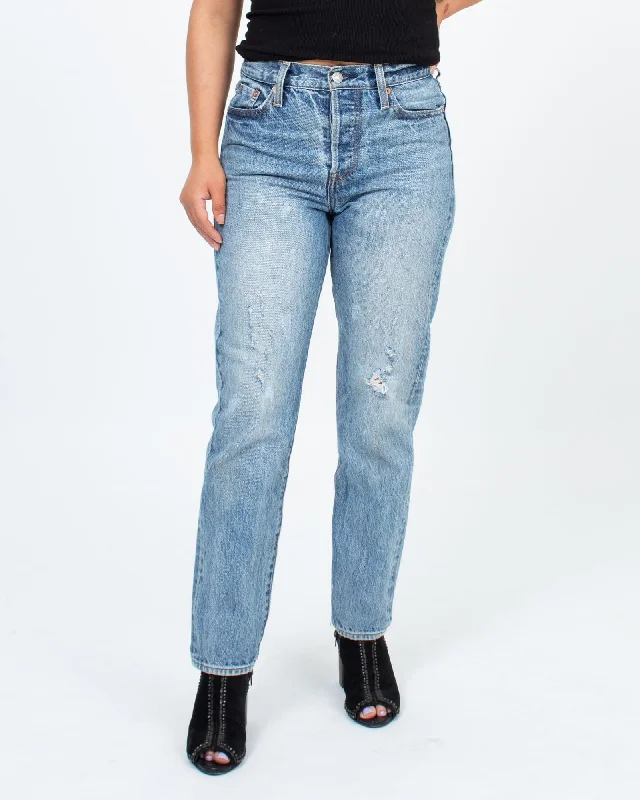 Distressed Jeans Comfortable Folded Hem Jeans