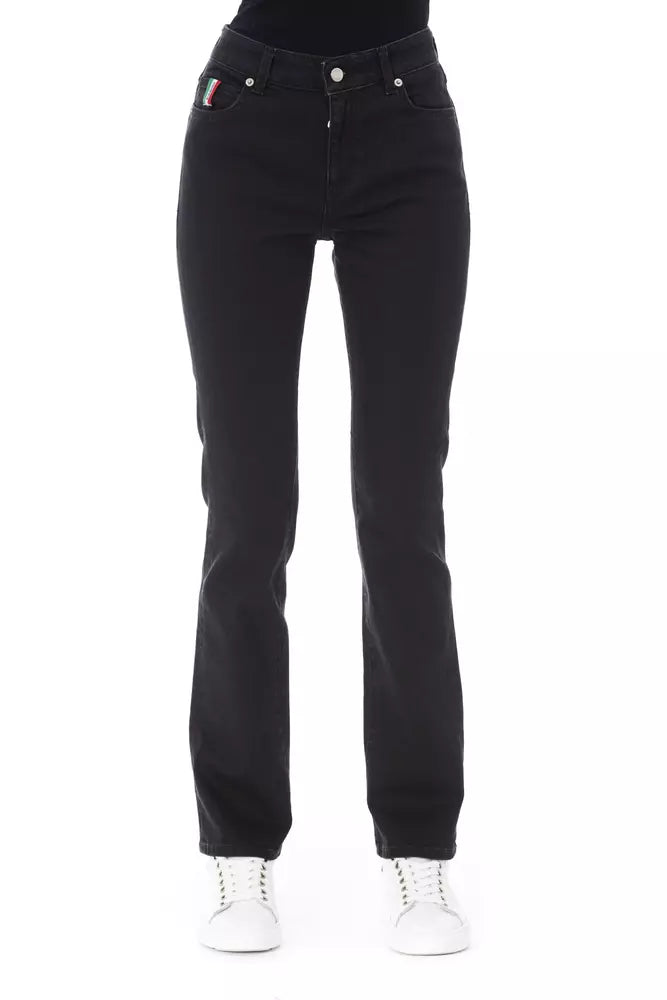 Baldinini Trend Black Cotton Women Jeans Stylish Acid-Wash Jeans