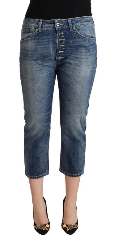 Elegant Mid-waist Cotton Denim Jeans Comfortable Dark Wash Jeans