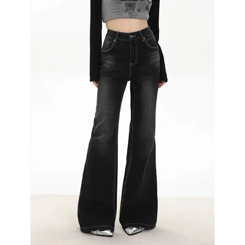 Fashion Slim Flared Jeans For Women Streetwear Y2K Style High-waisted Pants Trendy Flared Leg Jeans Fashion Slim Flared Jeans For Women Streetwear Y2K Style High-waisted Pants Trendy Flared Leg Jeans