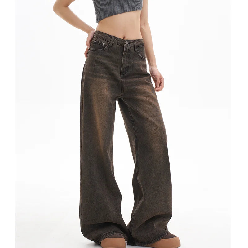 High Waist Women Coffee Grey Jeans Hip-hop Style Fashion Vintage Streetwear Stylish High-Rise Mom Jeans High Waist Women Coffee Grey Jeans Hip-hop Style Fashion Vintage Streetwear Stylish High-Rise Mom Jeans