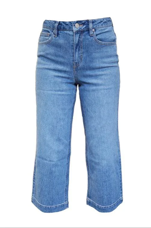 HoodLamb Women's Indigo Wide Leg Cropped Hemp Jeans 420 NWT Trendy Layered Pocket Jeans HoodLamb Women's Indigo Wide Leg Cropped Hemp Jeans 420 NWT Trendy Layered Pocket Jeans