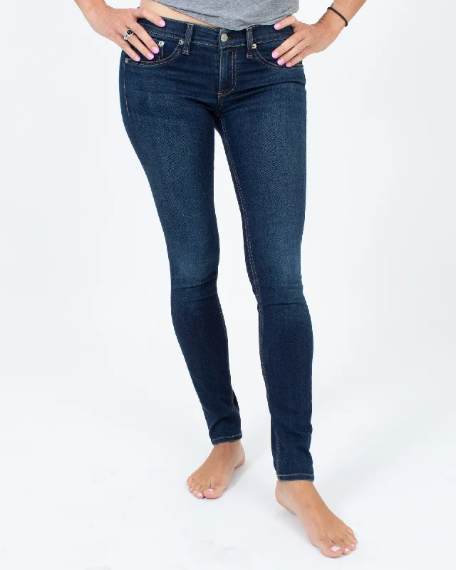 Indigo Mid-Rise Skinny Jeans Fashionable Slouchy Fit Jeans