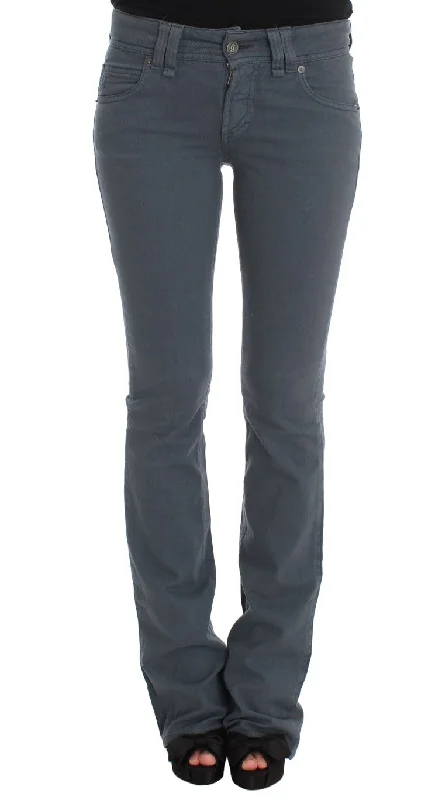 John Galliano Cotton Blend Slim Fit Bootcut Women's Jeans Casual Wide-Legged Denim Jeans John Galliano Cotton Blend Slim Fit Bootcut Women's Jeans Casual Wide-Legged Denim Jeans
