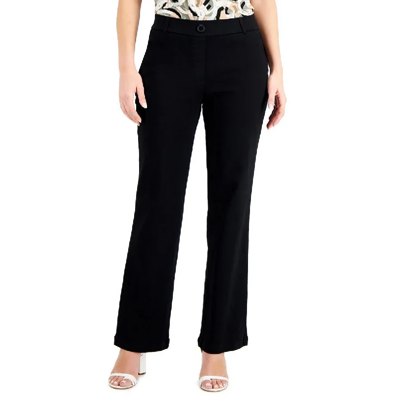 Kasper Womens Mid-Rise Pull On Wide Leg Jeans Stylish Bootcut Denim Jeans
