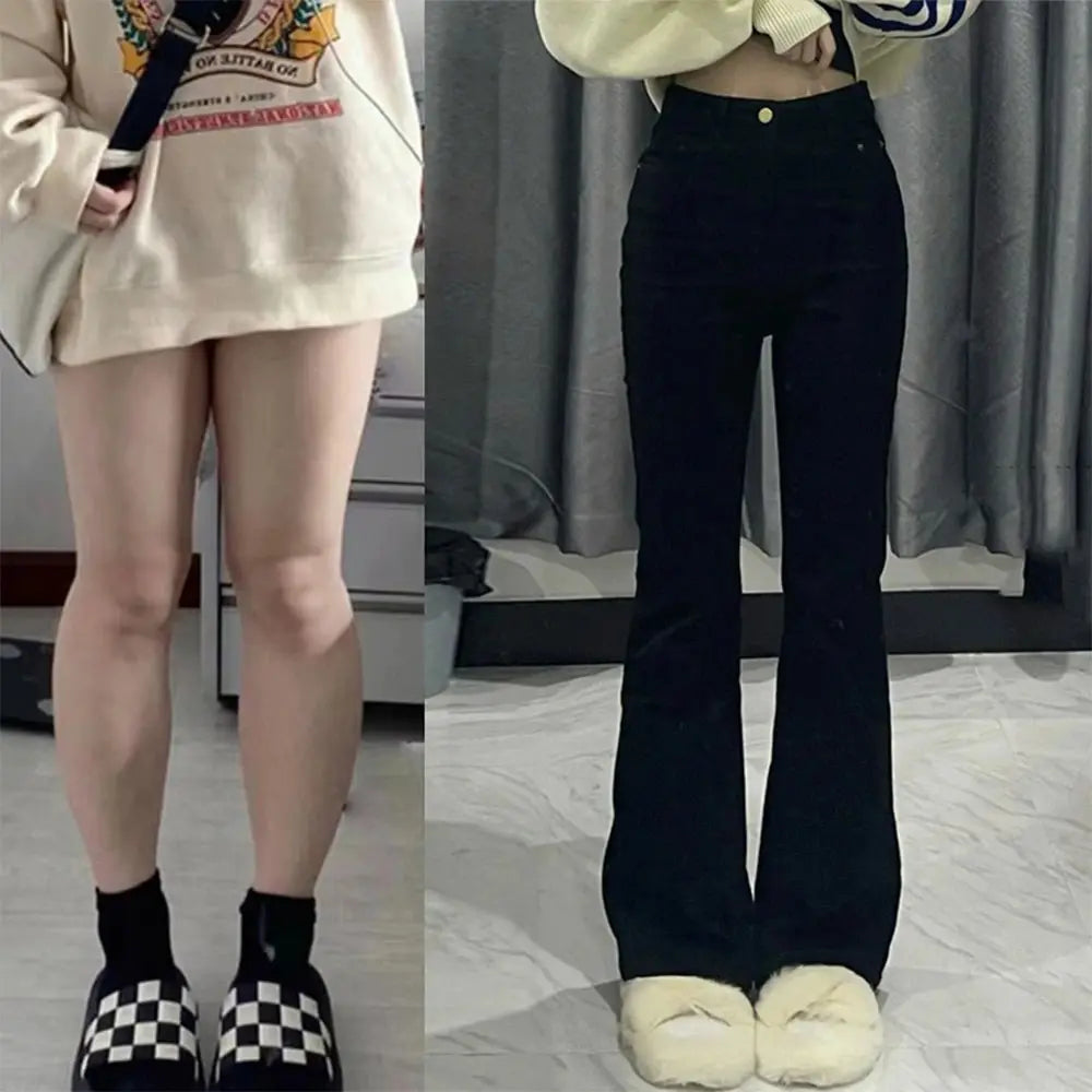 Korean Black Flare Jeans Women Vintage Y2K Denim Pants High Waist Slim Fit Stretch Classic Slim Fit Jeans Korean Black Flare Jeans Women Vintage Y2K Denim Pants High Waist Slim Fit Stretch Classic Slim Fit Jeans