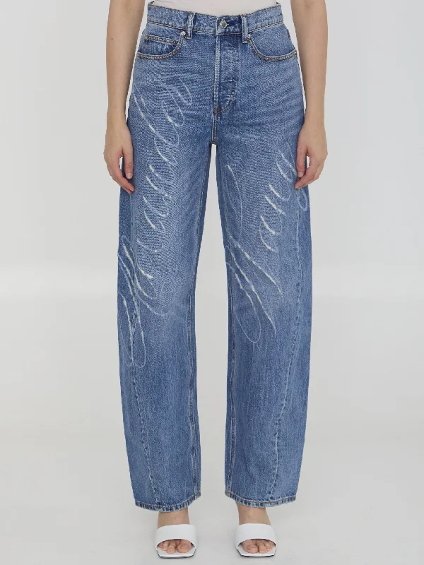 Laser Logo Jeans Trendy Cut-Off Denim Shorts