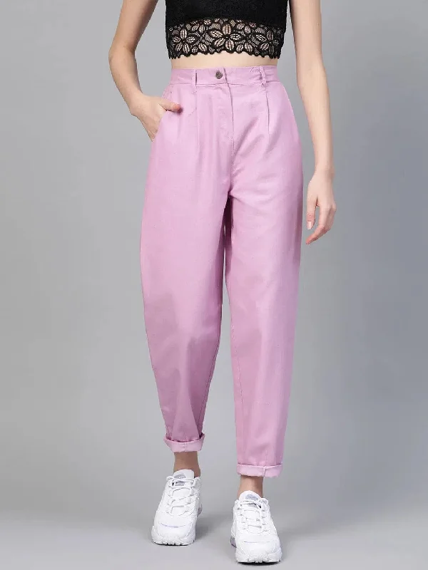 Lavender Darted Hem Relaxed Jeans Casual Distressed Skinny Jeans