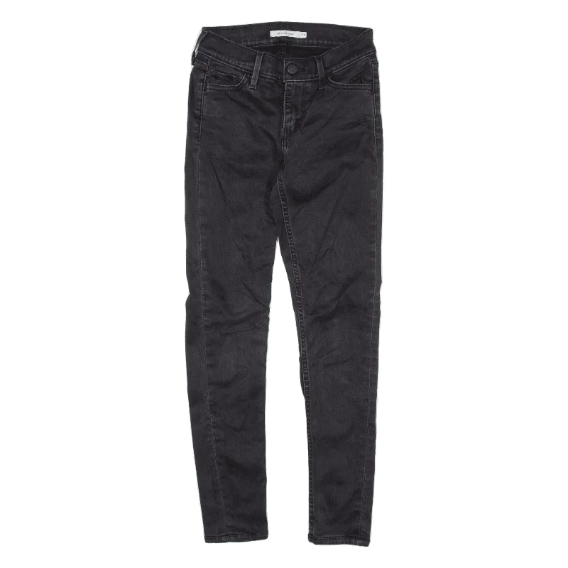 LEVI'S 710 Womens Jeans Black Slim Skinny W23 L26 Fashionable Cropped Denim Jeans